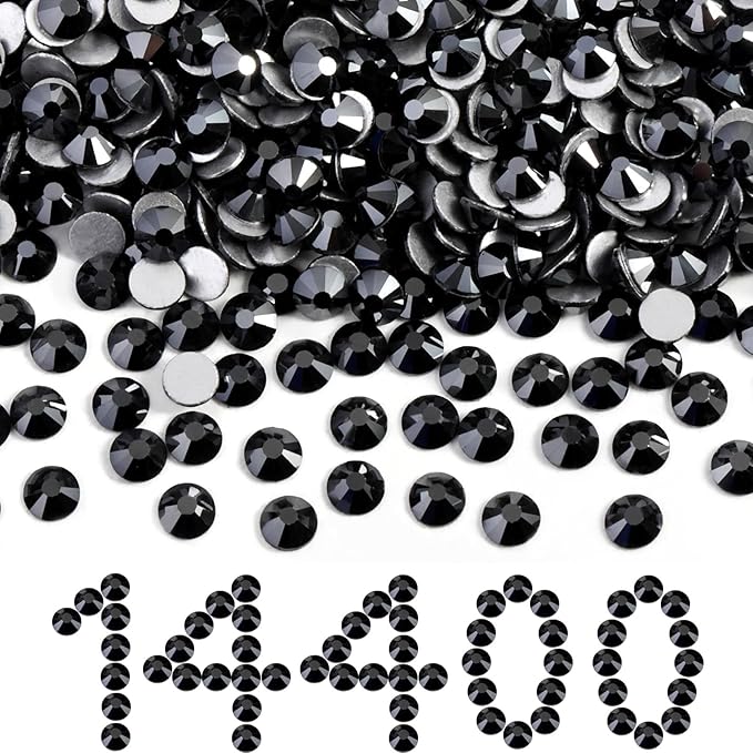 Beadsland Flatback Rhinestones Bulk, 14400pcs Rhinestones for Nails Crafts Clothes DIY Decoration, Jet Hematite, SS20, 4.6-4.8mm