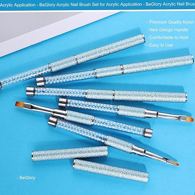 10PCS Acrylic Nail Art Brushes Set Manicure Tools Nail Art DIY Design Brush for Acrylic Application Pedicure Round Nail Art Brush for Acrylic Powder Nail Extension Nail Professional