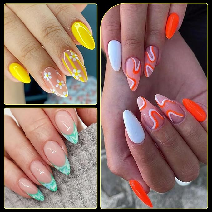 Makartt Almond Nail Tips: Medium Full Cover Fake Nails Half Matte Soft Clear Pre-shape Gel Nail Tips Acrylic False Nails, 12 Sizes French Press on Nail Extension Salon Home DIY 120pcs