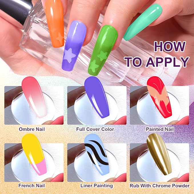Gradient Gel Nail Set,16 Bright Neon Color for Ombre Nail Polish Platte Kit with 14* Nail Art Tools, Summer Rainbow Pat Painting Gel French Nail Manicure No-wipe DIY Art Home Salon