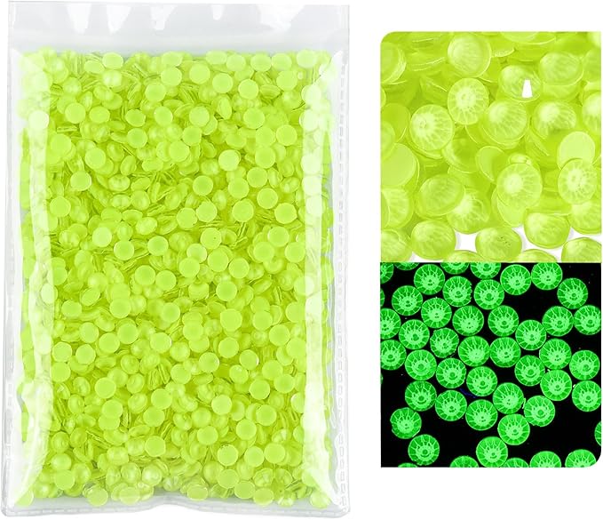 Blinginbox Flatback Rhinestones Round Gems, 1440pcs Luminous Series Glass Stones Neon Gems Non Hotfix Crystal Rhinestones for Nail Charms Crafts Clothes Tumblers,New Citrine Neon,SS20.