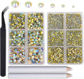 8000pcs Hotfix Rhinestones Flatback,Rhinestones for Crafts Clothes Mixed 6 Sizes, Hotfix Crystals with Wax Pencil Kit, SS4-SS30,Citrine AB