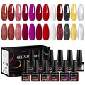 MEET ACROSS 12pcs Gel Nail Polish Set,Soak Off UV LED Lamp Gel Nail Polish Kit,Fashion Shimmer Nail Art Design Gifts for Women Manicure Salon (Red-1)