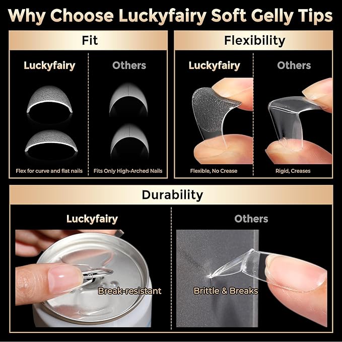 Coffin Press on Nails: 504pcs Pre-etched Short Nails Clear Coffin Gel Tips for Full Cover Fake Nails French Nail Extension Salon Home DIY 12 Sizes Gelly Tips