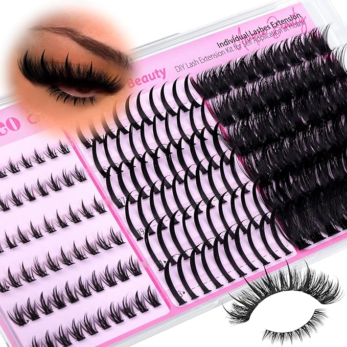 wiwoseo Spikes Lash Clusters with Bottom Lash Clusters Mega Volume Individual Lashes Cluster Eyelash Extensions Wispy Eyelash Clusters Lash Spikes Manga Cluster Lashes with Spikes (120D, 5-21MM)