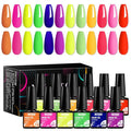 MTSSII Neon Gel Nail Polish Set, 12 Colors Hot Pink Orange Yellow Green Blue Red Purple Spring Summer Nail Polish Set Fluorescent Gel Nail Kit for Home DIY Manicure Nail Salon