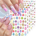 6 Sheets Easter Nail Stickers Cute Flower Carrot Chick Rabbits Nail Art Stickers 3D Self-Adhesive Easter Egg Nail Decals Cartoon Bunny Nail Design Supplies for Women DIY Holiday Nail Art
