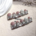 Duck Press on Nails Short Handmade Fake Nails Luxury 3D Reusable French Tip False Nails with Designs Flower Rhinestones Sparkly Glue on Nail for Women 10Pcs (Size M)