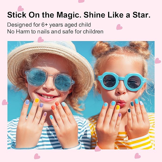 DANNI & TONI Kids Gel Nail Strips Chick Lollipop Orange Salon-Quality Peel & Stick Manicure for Children (Age 6+)– Safe, Long-Lasting, Easy to Apply | Cluck Cute