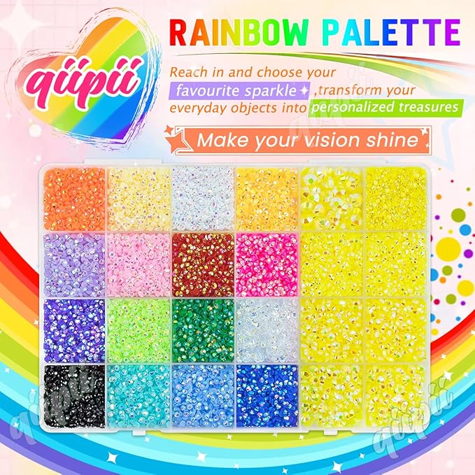 2mm-6mm Lemon Yellow AB Resin Rhinestones w B7000 Glue for Crafting Bedazzling Flatback Colorful Jelly Stones Diamonds Gems Bedazzler Kit for Nails Face Eyes Makeup Tumblers Bottles DIY Crafts