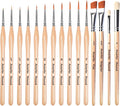 Miniature Brush Dry Brushes, Aoartix 15 Pcs Model Paintbrush Set for Acrylic Oil Watercolor Face, Detail Dry Brushes for Models Miniatures Small Digital Crafts Painting Supplies- Triangular Handles