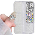 Silver 3D Nail Art Charms - Caviar Beads & Rhinestones Mix Size Multishape AB Crystals Kit for DIY Nail Decoration