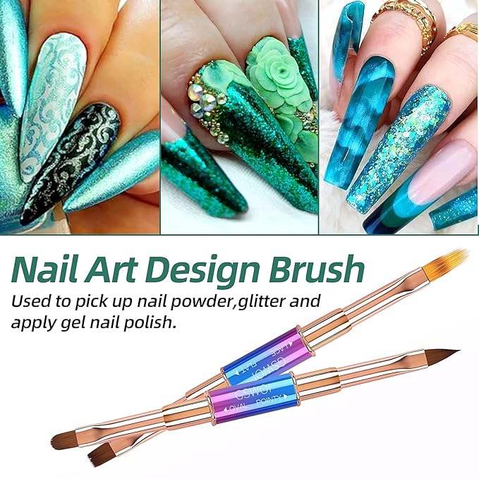Acrylic Nail Art Brushes Set,5PCS Nail Brushes for Nail Art Round Oval Gel Builder Brush Nail Art Tools Nail Liner Brush,Nail Design Brush for Gel Polish Painting Acrylic Nail Drawing Pens