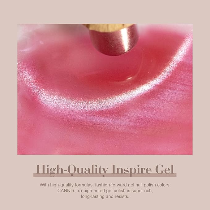 CANNI 8 Pcs 9 ML Cat Eye Gel Nail Polish Set, Jelly Pink Red Purple Glitter Holographic Cat Eye Gel Polish Kit with Magnet Shimmer Colors Soak Off Led Manicure Salon DIY Gifts
