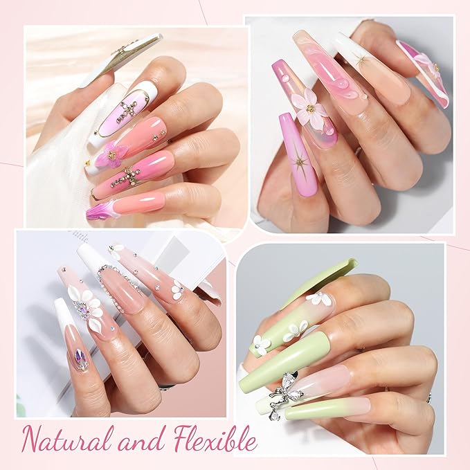 UNA GELLA Extra Long Coffin Nail Tips No C Curve 504PCS XXL Coffin Nails Half Cover Long Coffins Gel Nails Tips Clear Fake False Nails Long Gel Extensions for Nail Art Salon Home DIY No Need File