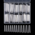 240pc Extra Long French Coffin Nail Tips, Soft Gel Coffin Fake Nails, XL Gel Nail Tips Half Cover Curved Ballerina False Nails, Extra Long Artificial Fingernail 12 Size for Acrylic Nail Extension