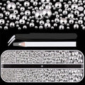 Belleboost Silver Nail Charms and Gems, Half Round Flatback Pearl Nail Charms, Nail Pearls Rhinestones Kit Silver Beads for Nails with Pencil and Tweezer for DIY Nail Art, Face Makeup and Crafting