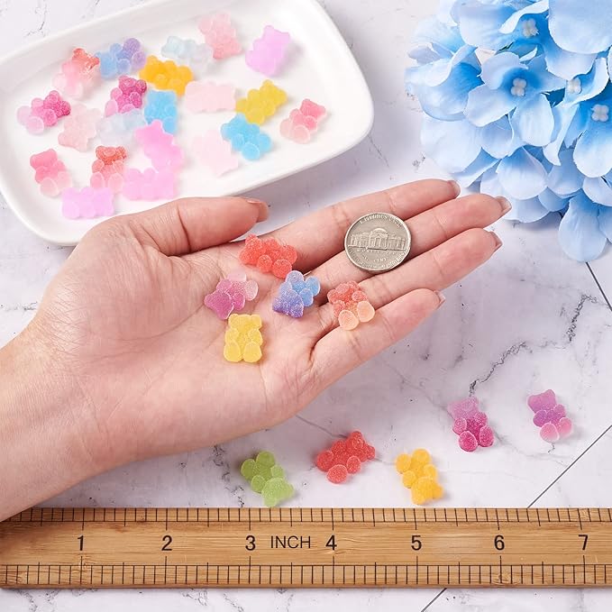 FASHEWELRY 160Pcs Resin Gummy Bear Charms Resin Bear Charms for DIY Nail Art Phone Case Decoration