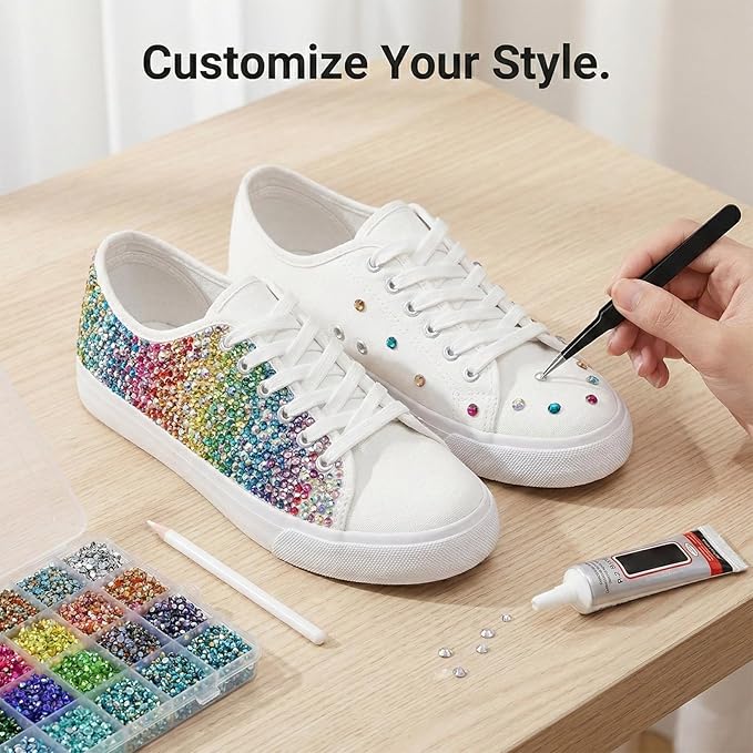 2026 New Resin Jelly Rhinestones Bedazzling Kit: 40,000Pcs 3mm Flatback Gems with Glue for DIY Crafts, Nail Art, Face Makeup, Tumblers, Shoes, Clothing Decoration (28,000 Pcs)