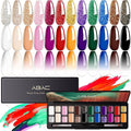 ABAC 24 Color Solid Gel Nail Polish,Ombre Gel Nail Polish,Pat Paint Nail Gel- Hema-Free No-Spill Formula w/Pro Brush Christmas NYE Party Nails,DIY Gift Set Clump-Free Shimmer