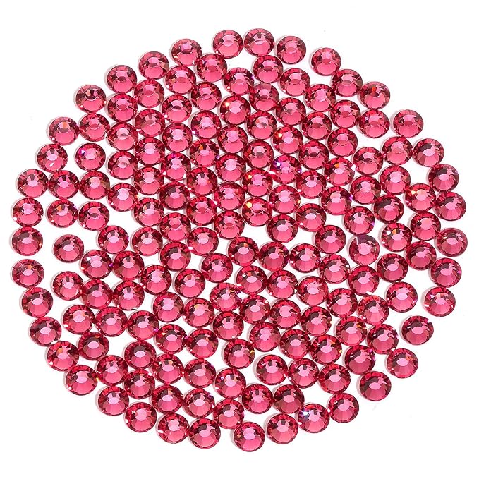 Rhinestones Non Hotfix Flatback Rhinestones for Crafts Glass Nail Rhinestones Nail Gems Crystals Rhinestones for Makeup Bags Shoes Decoration DIY(SS12,1440pcs,Rose)