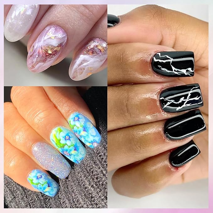 LoveOurHome 30 Sheet Flower Tranfer Nail Foils Sticker Decorations, Holographic Aurora Nail Tranfer Foil Stickers Marble Nails Stickers Decals Starry Sky Foil Sheet Gel Acrylic Nails Accessories