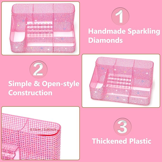 CGBE Nail Drill Holder, 28 Holes Drill Bit Holder for Nails, Professional Nail Tool Organizer, Nail Desk Organizer for Nail Tech, Nail Salon DIY Use - Diamond Pink (Not Including Nail Drill Set)
