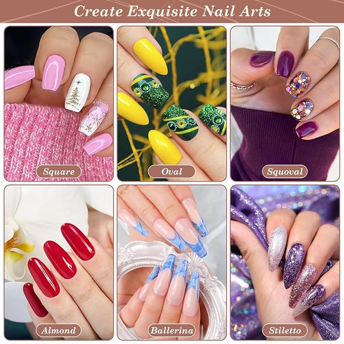 600PCS Clear Coffin Nail Tips and 240PCS Short Press On Nails Set, Clear Acrylic Nail Tips with Glue, Nail Art Brushes and Nail Display Stand, Nail Tips for Salons and Home DIY Nail Art