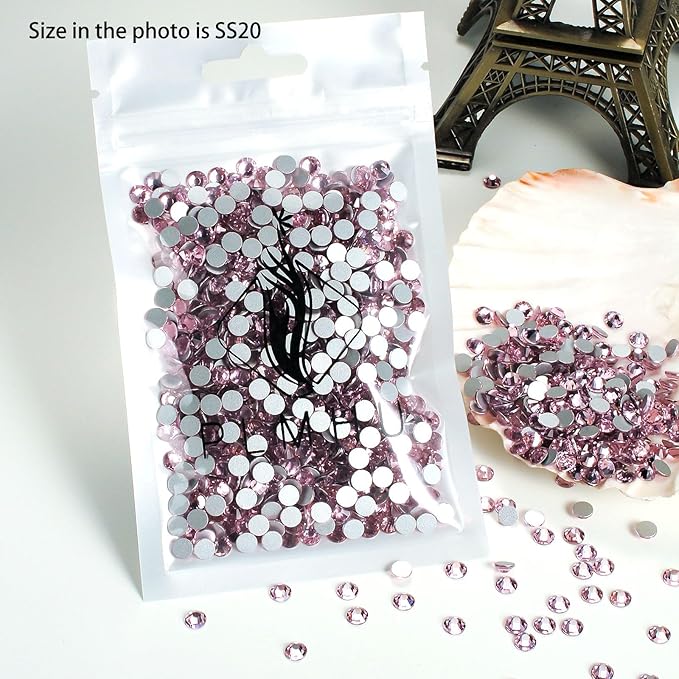 720pcs Flat Back Rhinestones Glitter Round Crystal Gems Glass Rhinestones for Crafts Nail Art Clothes Shoes DIY Decorations, Pink, SS20, 4.6-4.8mm