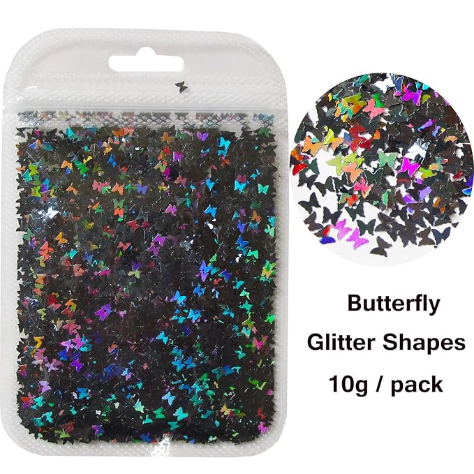 80g Butterfly Chunky Glitter Resin Mylar Flakes Holographic Butterflies Glitters Crafts Sequins Accessories for Resins Makeup Acrylic Nails