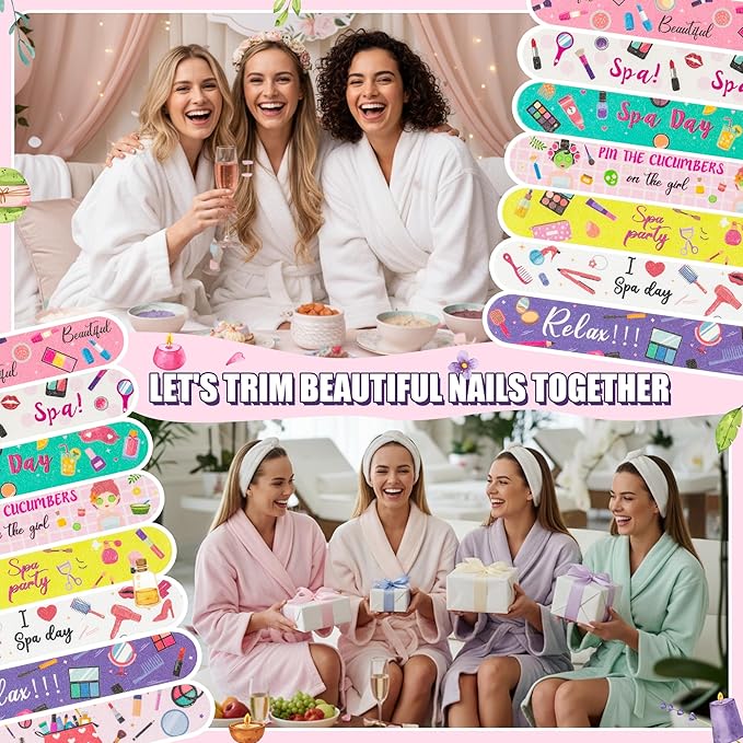 H1vojoxo Spa Makeup Party Nail Files - 48pcs Double Sided Emery Boards for Spa Makeup Party Colorful Nail File Strips for Girl’s Birthday Galentine Gift Emery Boards for Women Employee Coworkers Staff
