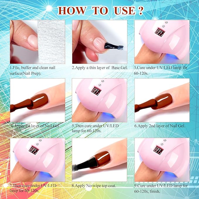MTSSII Gel Nail Polish Set, 12PCS Macaron Pink Yellow Violet Gel Nail Polish Kit, Soak Off UV/LED Nail Polish Nail Art Design Salon Home Gifts for Women