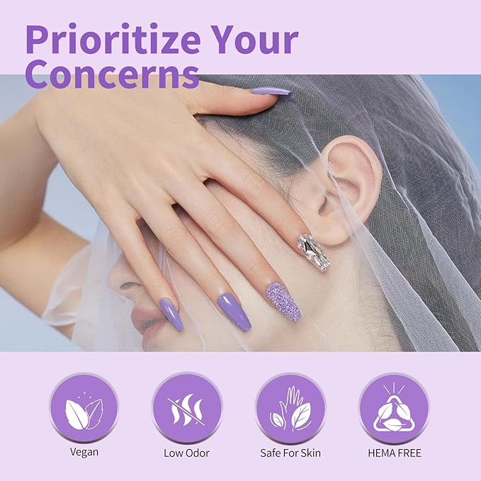 CANNI 6Pcs 9ml Hema-Free Purple Gel Polish,Dark Purple Gel Nail Polish Set,Light Violet Colors Gel Polish Kit, Soak Off LED Nail Gel Manicure Kit DIY at Home Salon Gifts for Women Girls