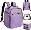 Nail Polish Organizer Backpack Holds 126 Bottles& Nail Lamp, Extra Large Nail Kit Supplies Organizer Bag with 3 Removable Cases, Portable Nail Organizers and Storage for Travel (Noble Purple)