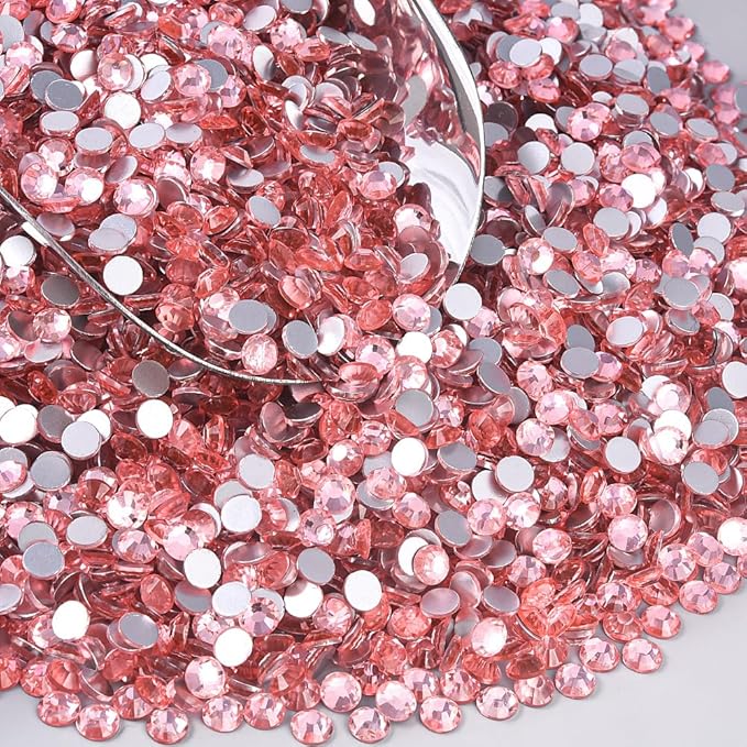 Blinginbox 1440Pieces SS6/1.9-2mm Flat Back Crystal Rhinestones Round Gems for Nail Art,Peach Pink