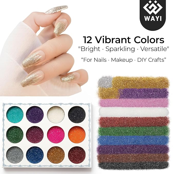 WAYI Acrylic Nail Kit with 4 Powders – 10g Each (Pink, White, Nude, Clear), 100PCS Tips, Glitter, Rhinestones, Practice Finger, Nail Tools Set for DIY & Beginners