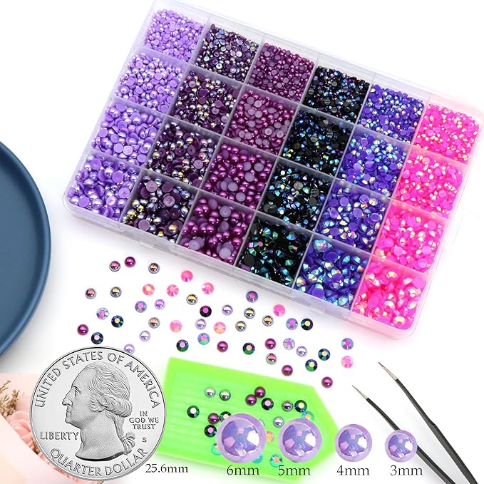 RODAKY Resin Rhinestones Kits 2/3/4/5mm Flatback Jelly Rhinestones Bulk Bedazzling Crystal Gems Beads Stone for Manicure DIY Crafts Mugs Bottles Tumblers Clothes Face Makeup (A-Set 2)
