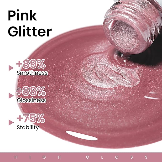 MIZHSE Nude Pink Cat Eye Gel Nail Polish, Shimmer Glitter Cat Eye Gel Polish U V LED Soak Off Gel Polish for Nail Salon Home DIY 0.4oz 12mL