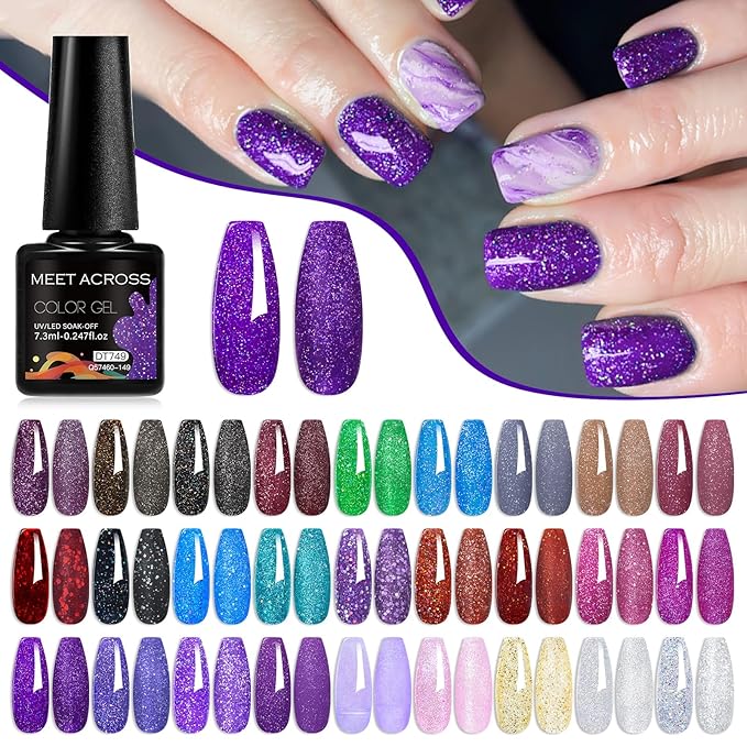 MEET ACROSS 27PCS Gel Nail Polish Set,27 Colors Gel Nail Kit Art Design Soak Off UV LED,Nail Art Design Gifts for Women