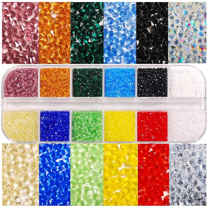 17280Pcs Micro Crystal Strass Glass Nail Art Rhinestones 1.1MM Mini Diamond Manicure DIY Accessories (12 colors)