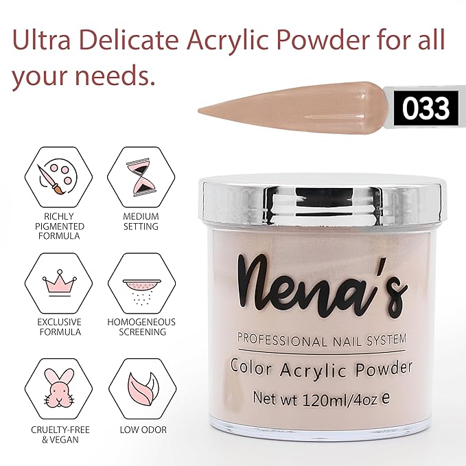 Nena's Superior Sculpting Powder Professional Acrylic Nail System wide color palette 4.0 oz (690)