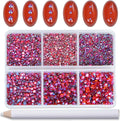 Bymitel Hotfix Crystal Rhinestones Round Gems for Crafts,Mixed 6 Sizes with Wax Pencil Kit, Siam AB1.3-3.2mm(SS3-SS12/8000pcs)
