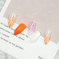 Abstract Marble Press-On Nails (Orange/Pink/White), Matte-Gloss Almond Shape, Reusable Fake Nails Set
