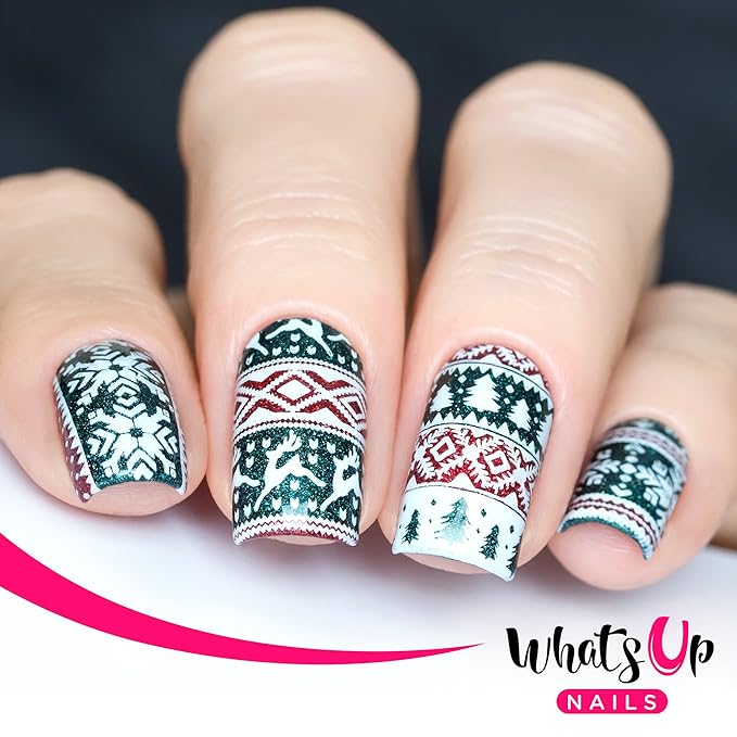 Whats Up Nails - B003 Sweater Weather Stamping Plate for Christmas Winter Nail Art Design