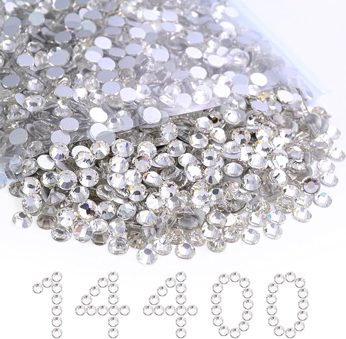 Flatback Rhinestones Bulk, 14400PCS Crystal Rhinestones for Clothes DIY Decoration Crafts, Crystal, SS16, 3.8-4.0mm
