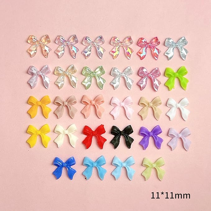 Multi-Colored Bow Nail Charms, 28 Grids Bows Nail Art Studs for Acrylic Nails, 3D Resin Bow Bowkont Nail Art Charms, Colored Bows Nail Art Charms Jewelry for Nails DIY Y2K