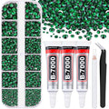 Resin Rhinestones for Crafting with B7000 Jewelry Glue, 1 Box Dark Green Flatback Crystals with 3Pcs 10ml Glue for Bedazzling Crafts DIY Nail Art Makeup，Non Hotfix Gems for Clothing Shoes