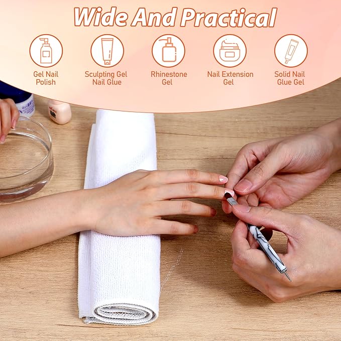 4 Pcs French Gel Nail Brushes, Double Head Acrylic Nail Art Brush with Dotting Tool, French Tip Brush, Professional Manicure Tool for DIY Nails Salon (10# 12# 14# 16#)