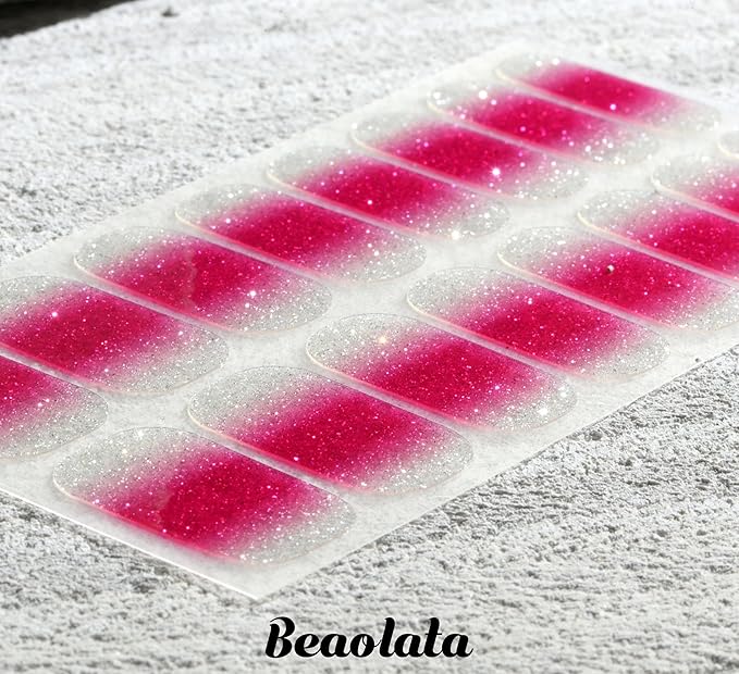 Nail Polish Strips, 32PCS Salon Quality Wraps, Long Lasting Gel Nail Stickers for Women Easy Apply& Remove (Cherry on Top Light Pink)