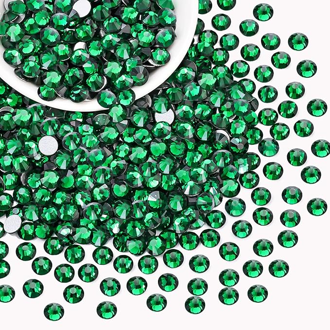 400PCS SS30/6mm Crystal Rhinestones (Emerald Green), Bedazzling Flatback Glass Rhinestones for Crafting, Gems Diomand Charms for Tumbler Shoes Clothing Mugs Nail Art